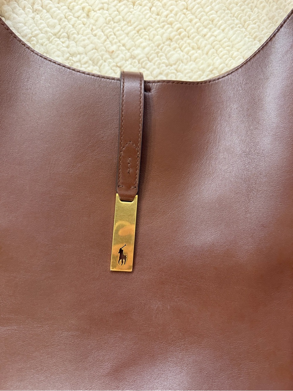 Ralph Lauren Polo ID Large Calfskin Shoulder Bag - Brown Leather - Picture 7 of 10